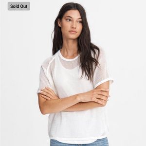 Rag and Bone DOUBLE LAYER MESH COTTON TEE - White Size S